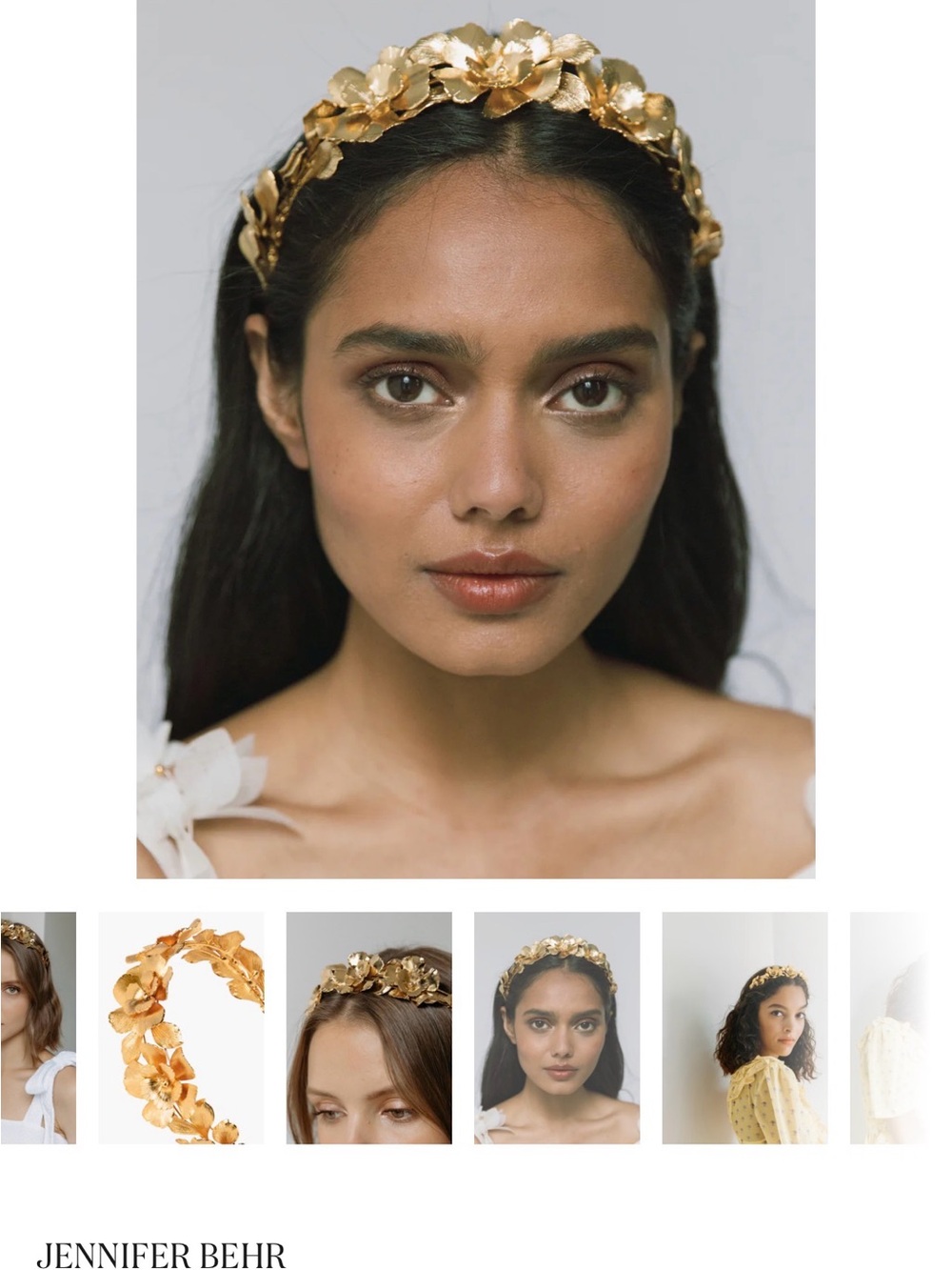 Jennifer Behr Metallic Gold Floral Halo Headband